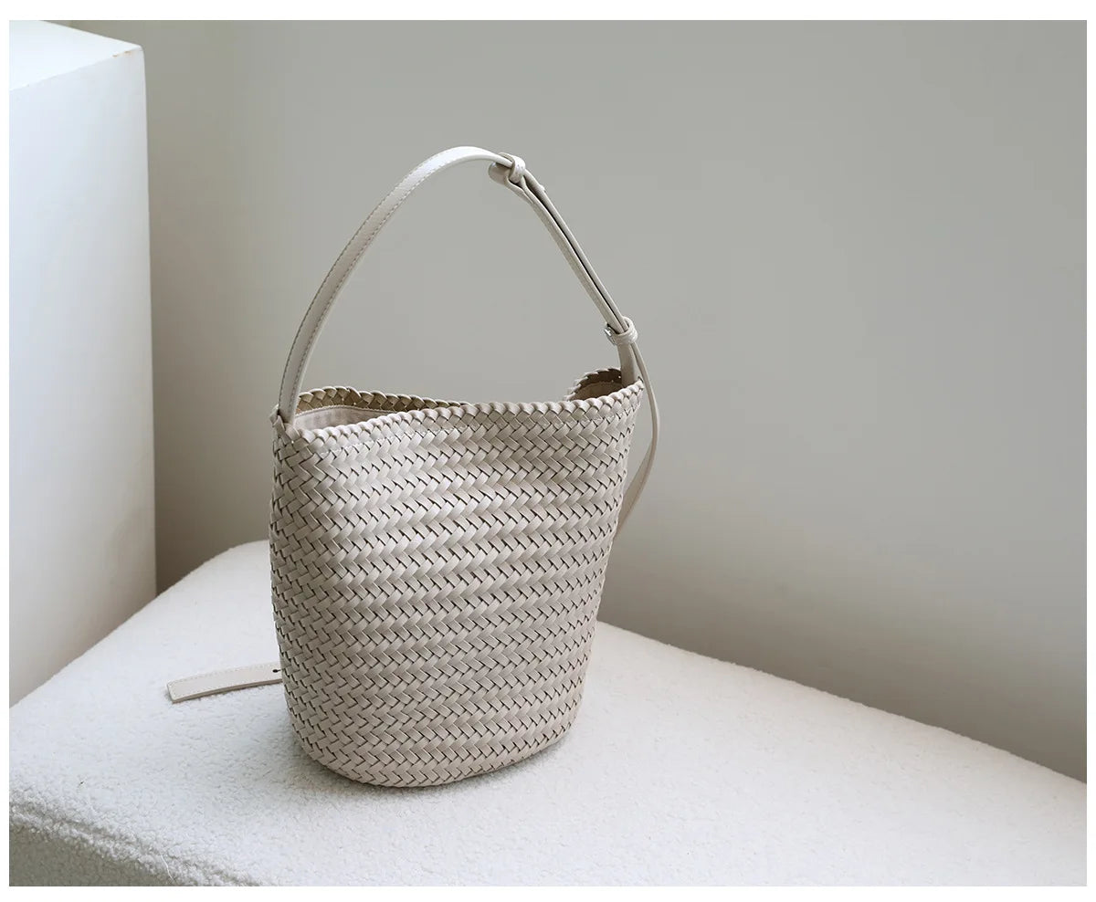 Motingsome Handwoven Bag Women's Bucket Luxury Designer Bags Niche Casual Bucket Bag Handmade French Retro Shulder Purse 2025