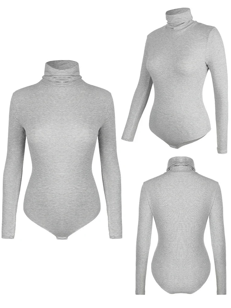 High Neck Bodysuit Women's Long Sleeved Shapewear Tummy Control Body Shaper Sexy Briefs Female Warm Clothing Autumn Winter New