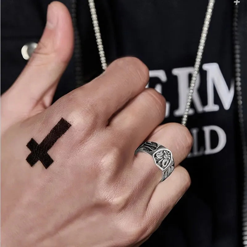 Anchor Ring Ring Hipster Personality Versatile Retro Thai Silver Ring