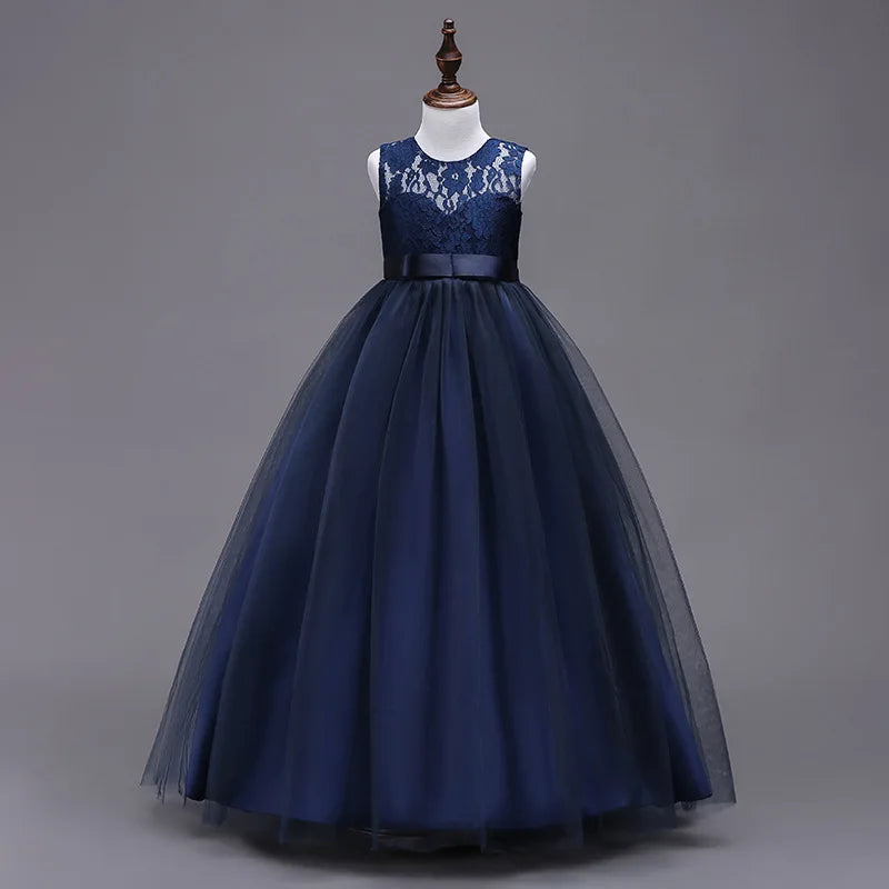 Teen Elegant Dresses For Girls Lace Dress Embroidered Gown Princess Children Formal Evening Kids Flower Girls Wedding Vestidos
