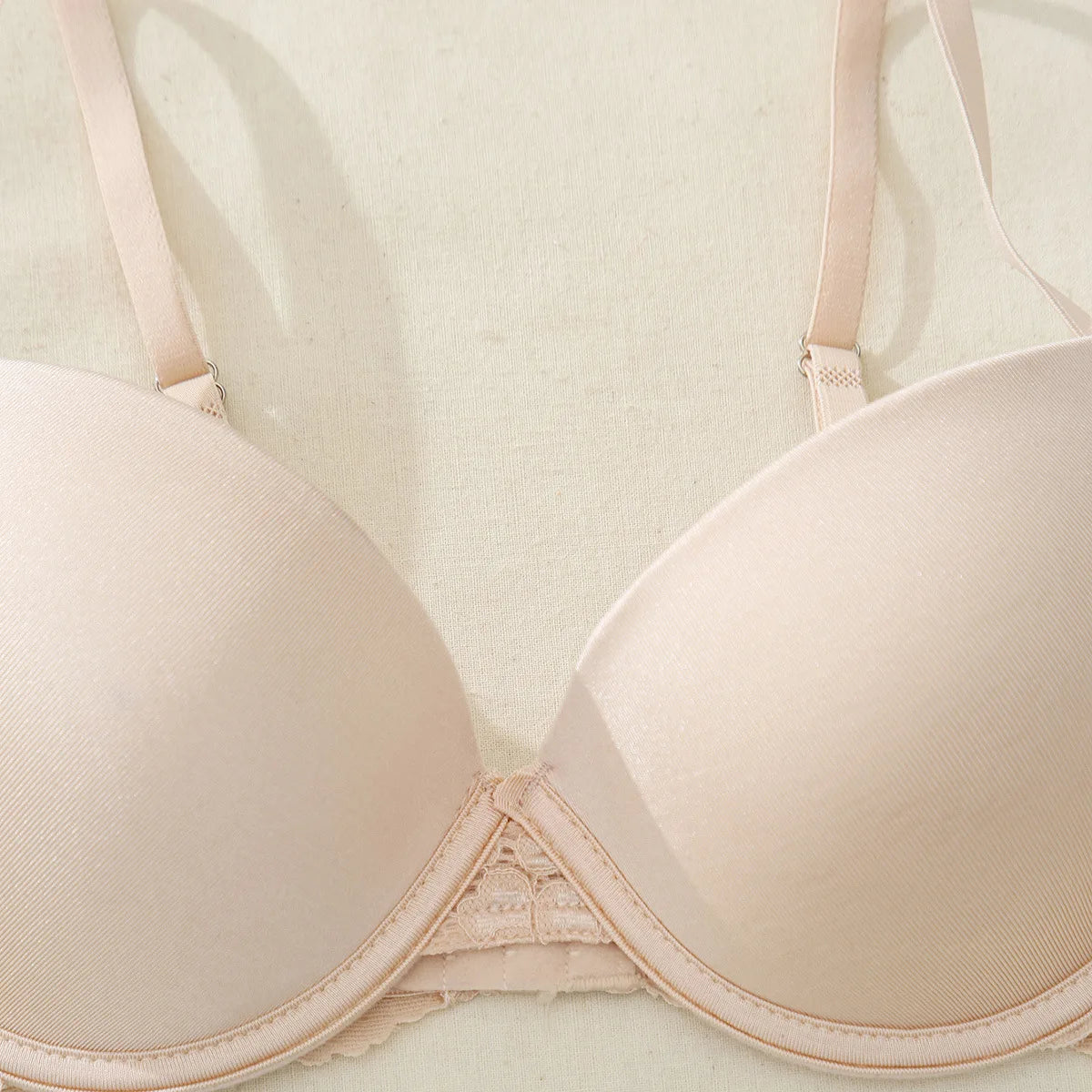 Large Size Bra for Women Non-underwire Gathering Lace Trim Lingerie Deep V Sexy Anti Sagging Push Up Underwear