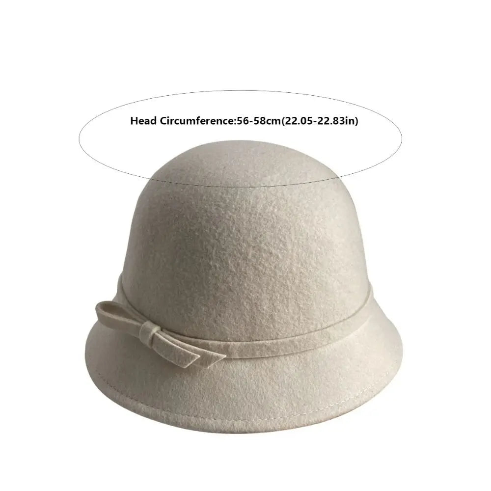 Women's Retro Hepburnesque Felt Hat - British Heiress Style with Bowknot, Formal Panama Cap for Autumn