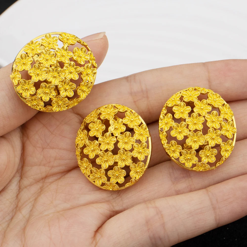 dubai 24k gold jewelry luxury jewelry necklaces Earrings Ring woman jewelry african bridal  Wedding Party Jewelry accessories