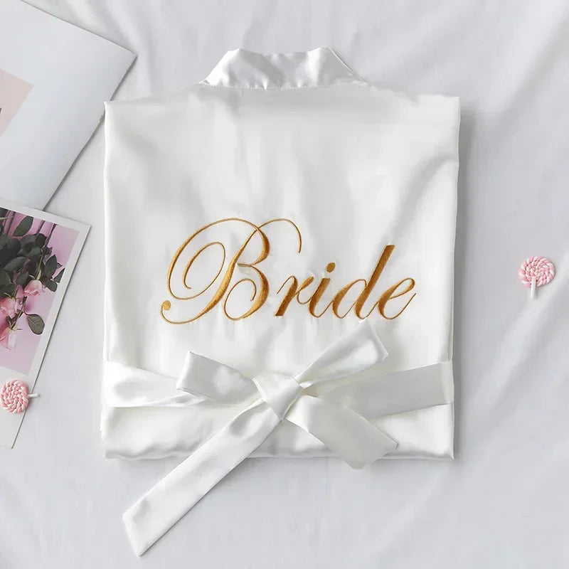 Bride To Be Dressing Gown Bridesmaid Bathrobe Team Bride Robe Wedding Decoration Bridal Shower Hen Bachelorette Party Decor