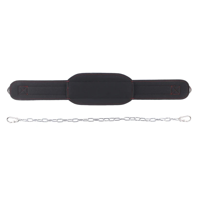 Black thick dip belt for weightlifting training,Pull Ups belt with chain,Powerlifting and Bodybuilding Workouts Waist protection