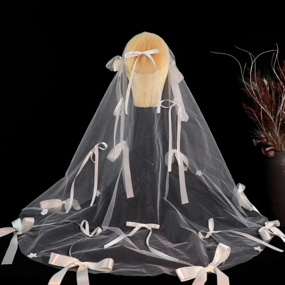 Stylish Versatile Bridal Veils Bow Tulle Bride Head Gauze Fairy White Wedding Headwear Bride Accessories