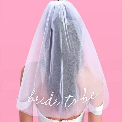 Custom Your Name Bride to Be white short Veil Bachelorette Hen Party bridal shower beach rustic Wedding decoration Future Gift