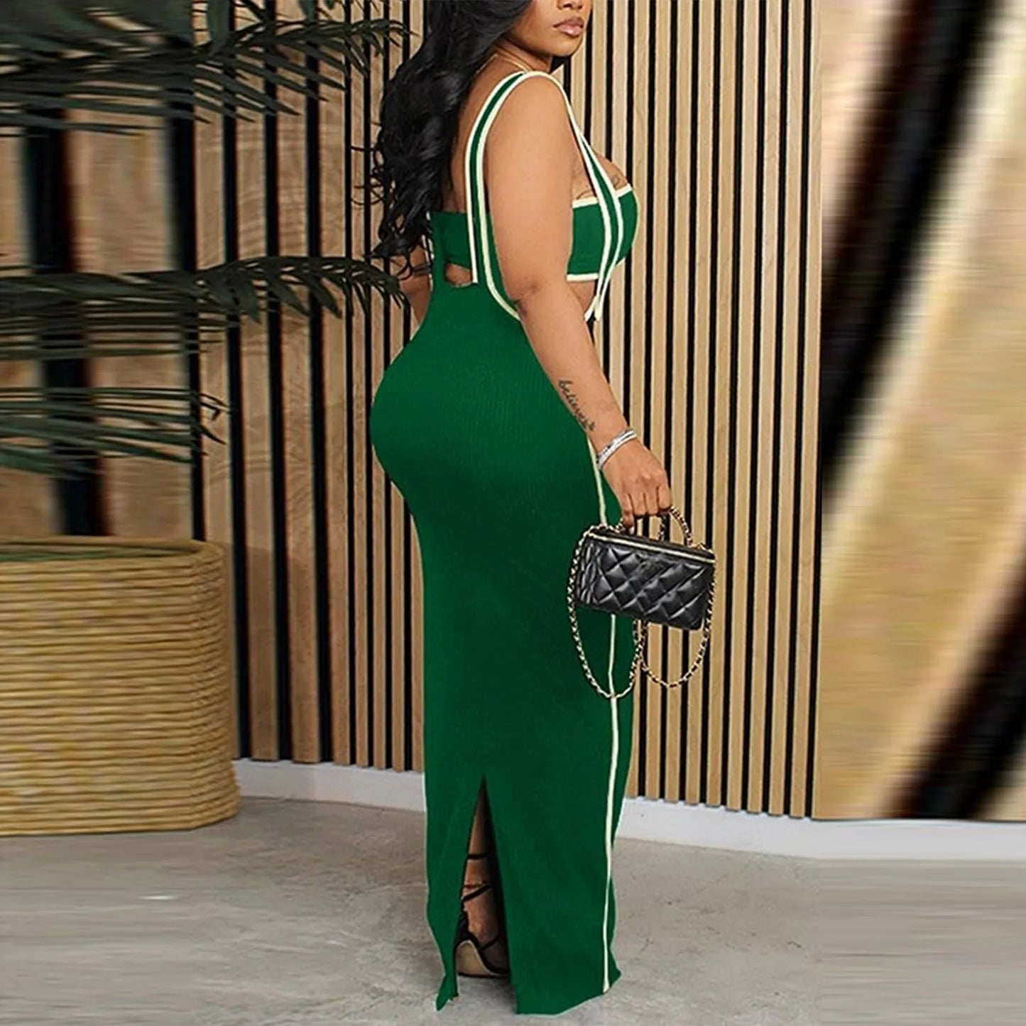 dresses for women One-piece dress design Personality and fashion Sexy Bodycon Tube Crop And Slit Maxi Suspender Skirt vestidos