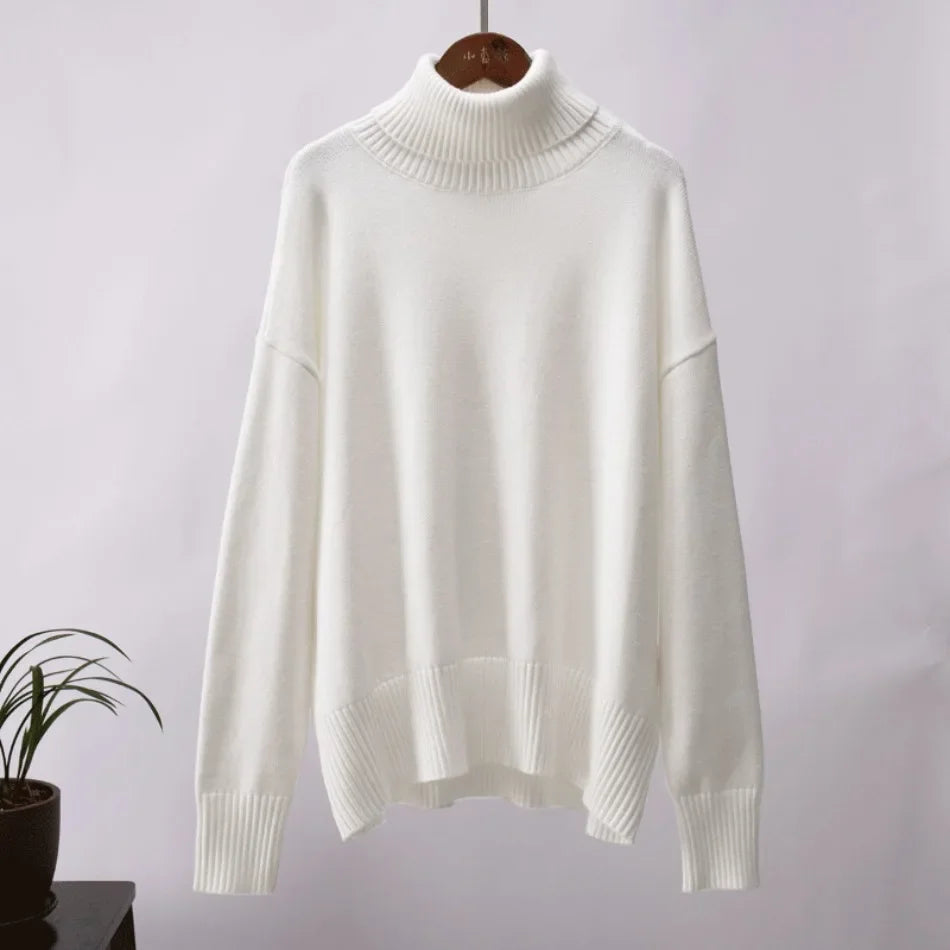 Sweater for Woman Autumn Winter New High Neck Thickened Warmth Knitted Sweater Fashionable Casual Loose Sweaters Pullovers