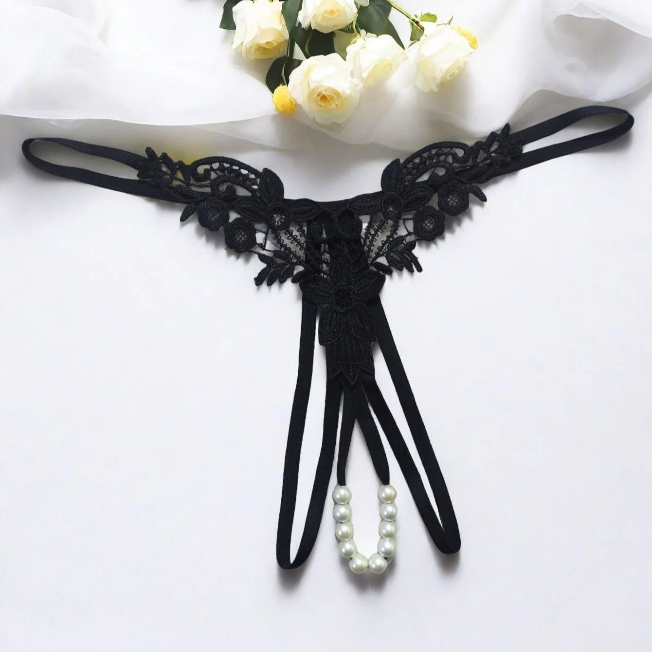 Sexy Panties,Fashionable Floral Underwear,Embroidered Sheer Crotchless Panties,Sexy Removable Thong,Rise T-Pants,Nightclub,Pool