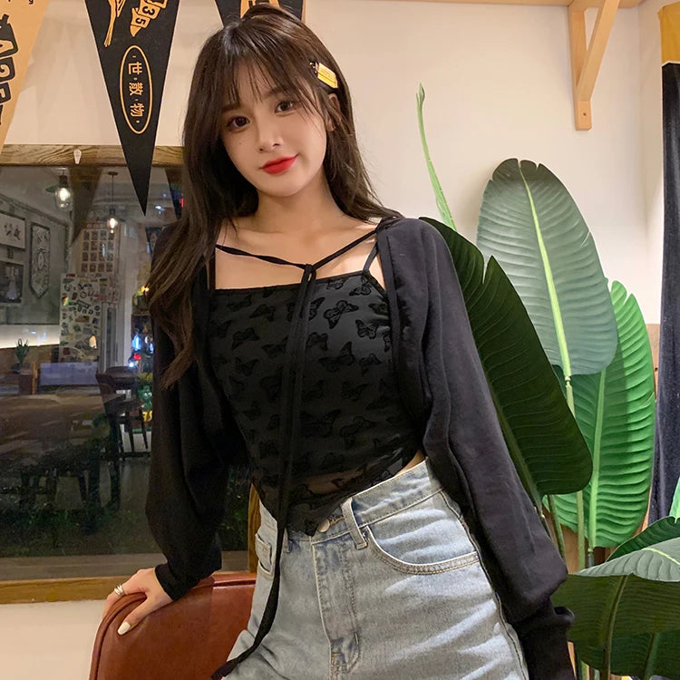 Sweater Cardigan Women Summer Thin All-match Sun-proof Lace-up Simple Fashion Street Wear Vacation Popular Casual Vintage Chic