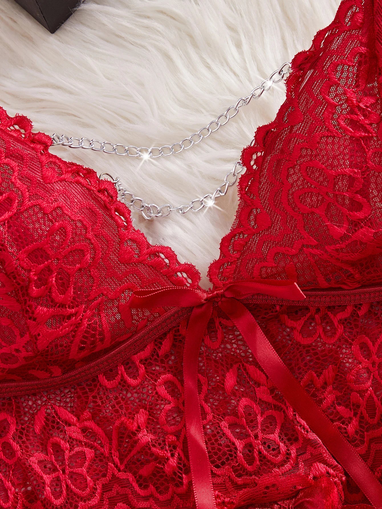Women's Sleeping Dress Sex Transparent Sleepwear See Through Deep V Bow Bra Underwear Sexy Nightdress And Thongs Pijamas Sets