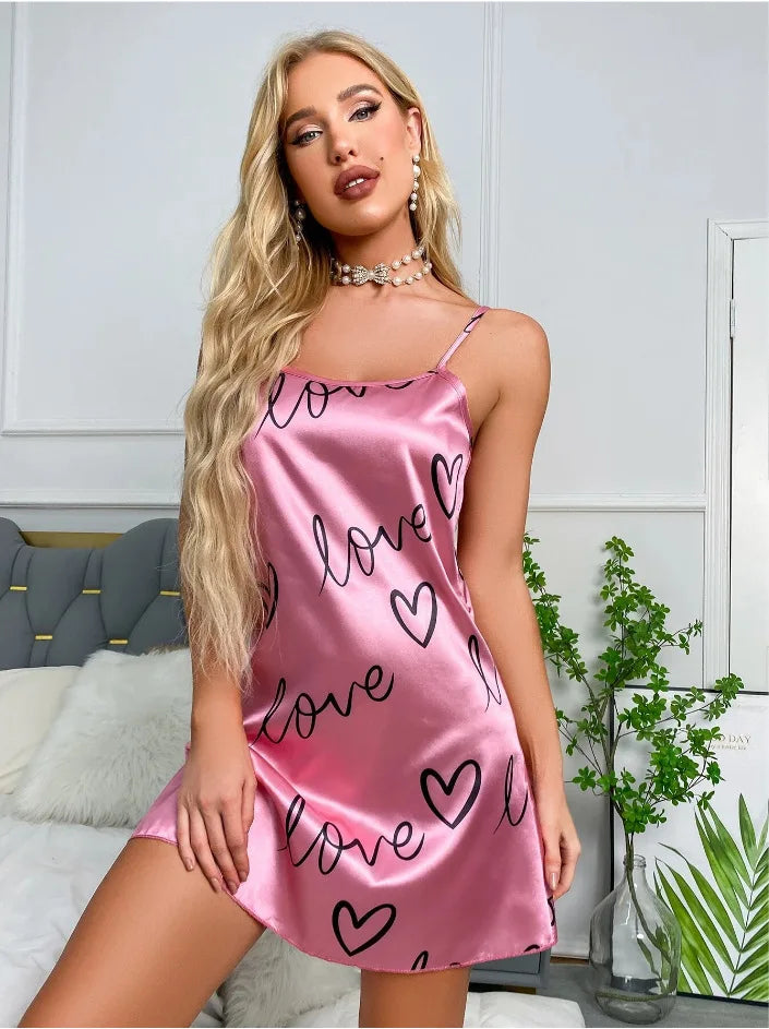 Women Sexy Sleeveless Nightdress Satin Chemise Lingerie Sleepwear Night Dress Cami Slip Dress Nightwear Nightgowns