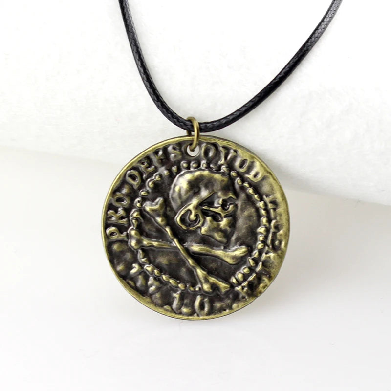Movie Game Uncharted 4 Necklace Nathan Drake Cosplay Ring Leather Code Ancient Vintage Pendant Jewelry Prop