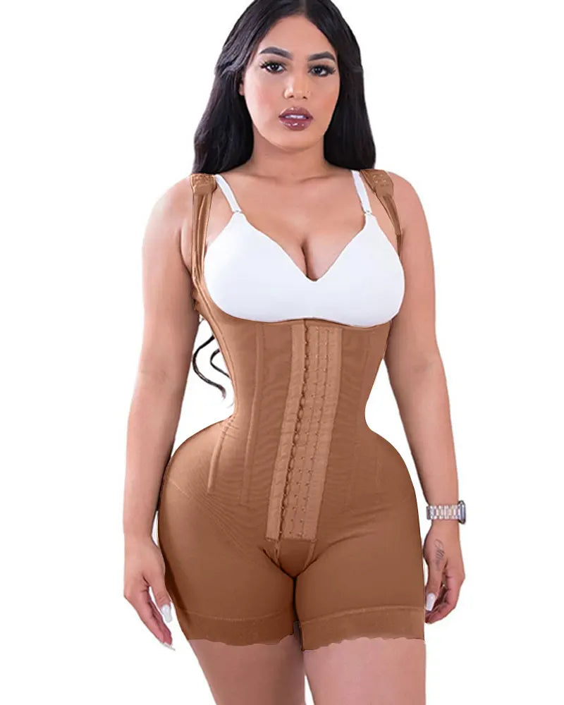 Women's  A Comfy Shaping Jumpsuit Flatten Abdomen Waist and Hips Zip Front Closure Shapewear Firm Tummy Compression Butt Lifter