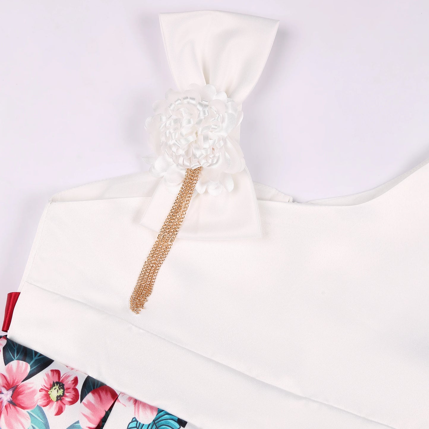 Fashionable floral off-the-shoulder dress, flower girl outfit, graduation dance dress, elegant evening gown, beauty pageant gown