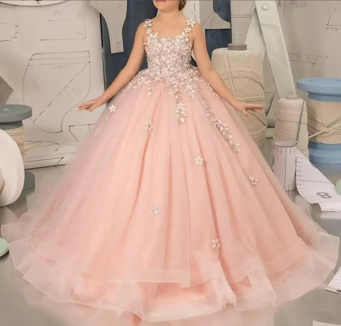 Kingbridal Flower Girl Dresses for Wedding Lace Princess First Communion Formal Dresses Tulle Pageant Ball Gowns Princess Dress