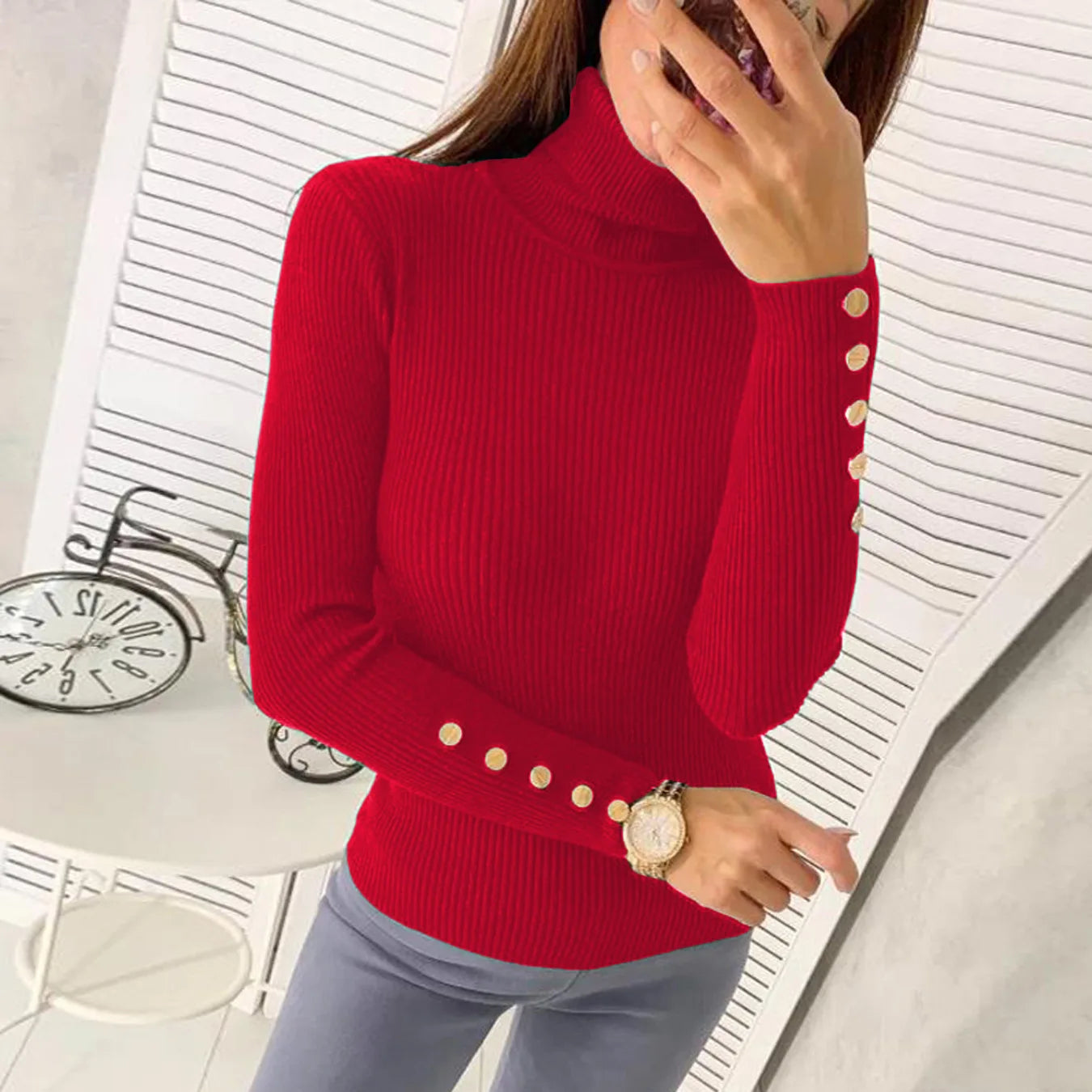 Elegant Sweaters Woman Sueter Negro Sueter Feminino Women's Autumn High Neck Pullover Knitted Sweater New  Tops Mujeres Juvenil