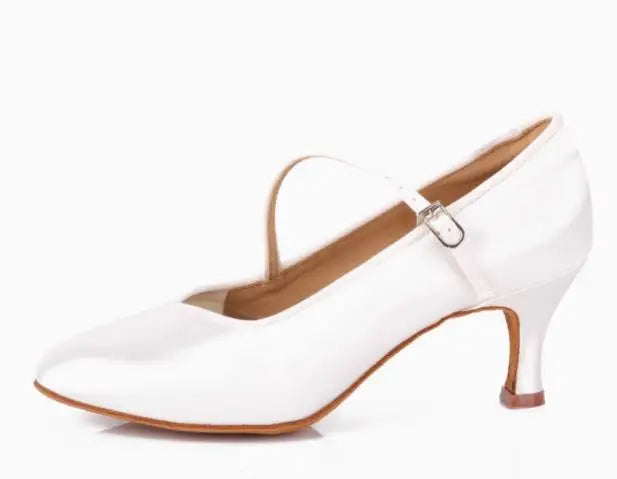 Sneakers Latin Dance Shoes Brand Women High Quality Satin Ladies Aerobics Girl Buckle Dancing SALSA BDD 138 Cowhide Sole White