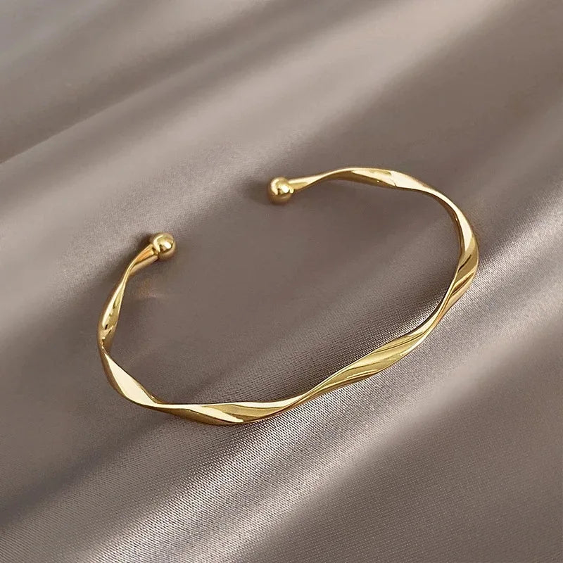 Luxury Sliver Bangles for Women Mobius Twisted Bangles Simple Bangle Wedding Party Jewelry Accessories Браслеты На Руку Женские