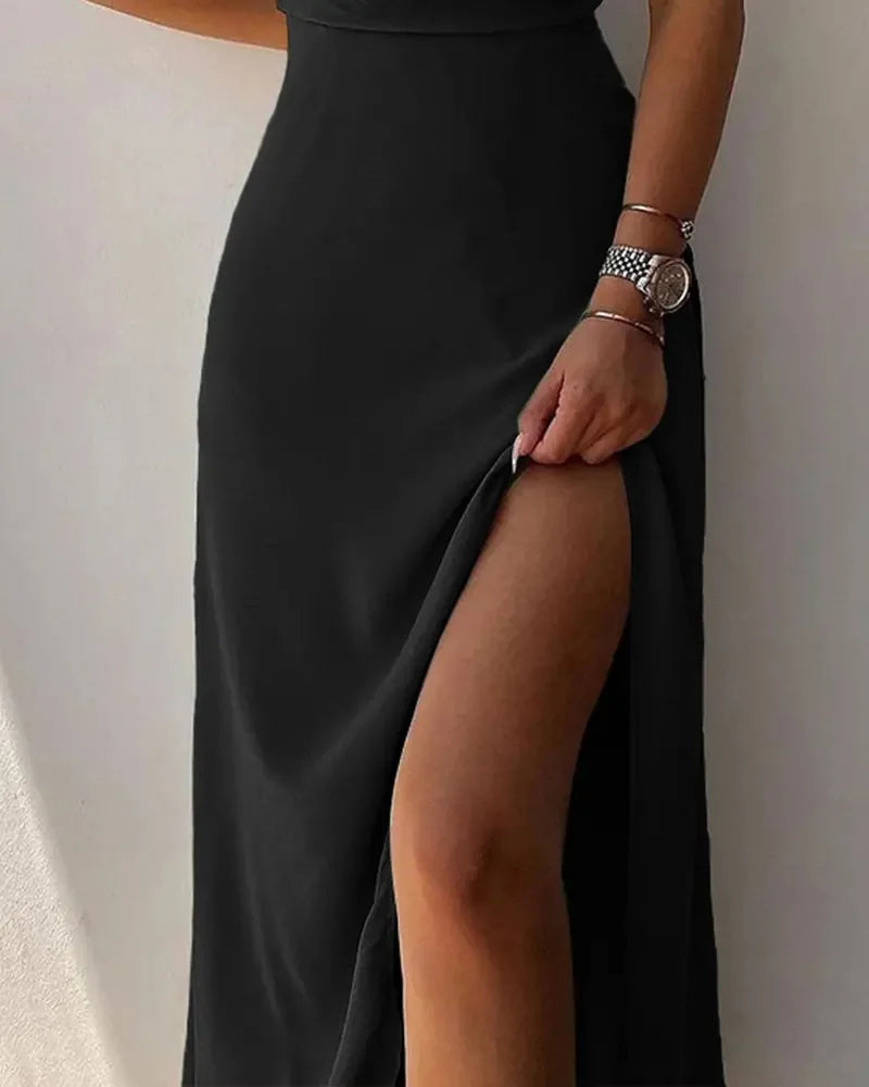 Elegant Women Sexy Dresses Summer Fashion Print Gradient Solid Out Off Shoulder V-Neck Female Camisole Dress Bandage Dress