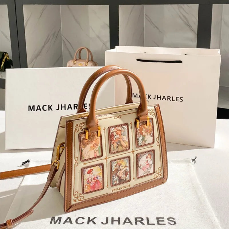 Women's handbag with high-end contrasting colors, carrying mother's bag 2024 new retro designer single shoulder crossbody bag