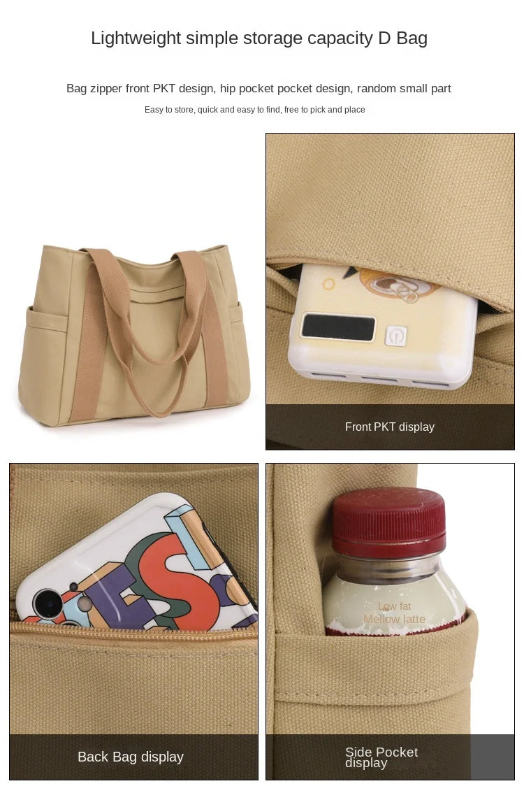 Women's handbag Fashionable Women's Canvas Top-Handle Bag for Daily Commuting and College Style Student Outfit Shoulder Bag