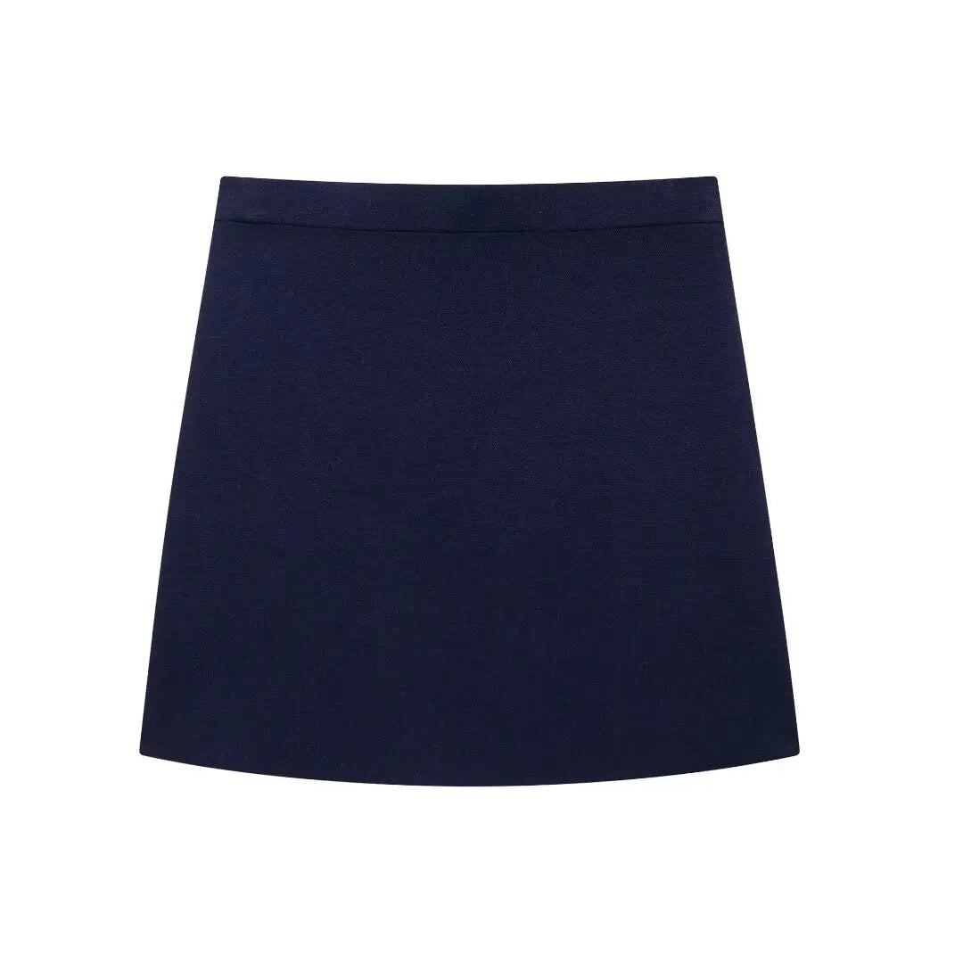 HH Women Skirt Suit O-Neck Single Breasted Long Sleeve Knitted Cardigan Top+Elegant Elastic Waist High Street Mini Skirt