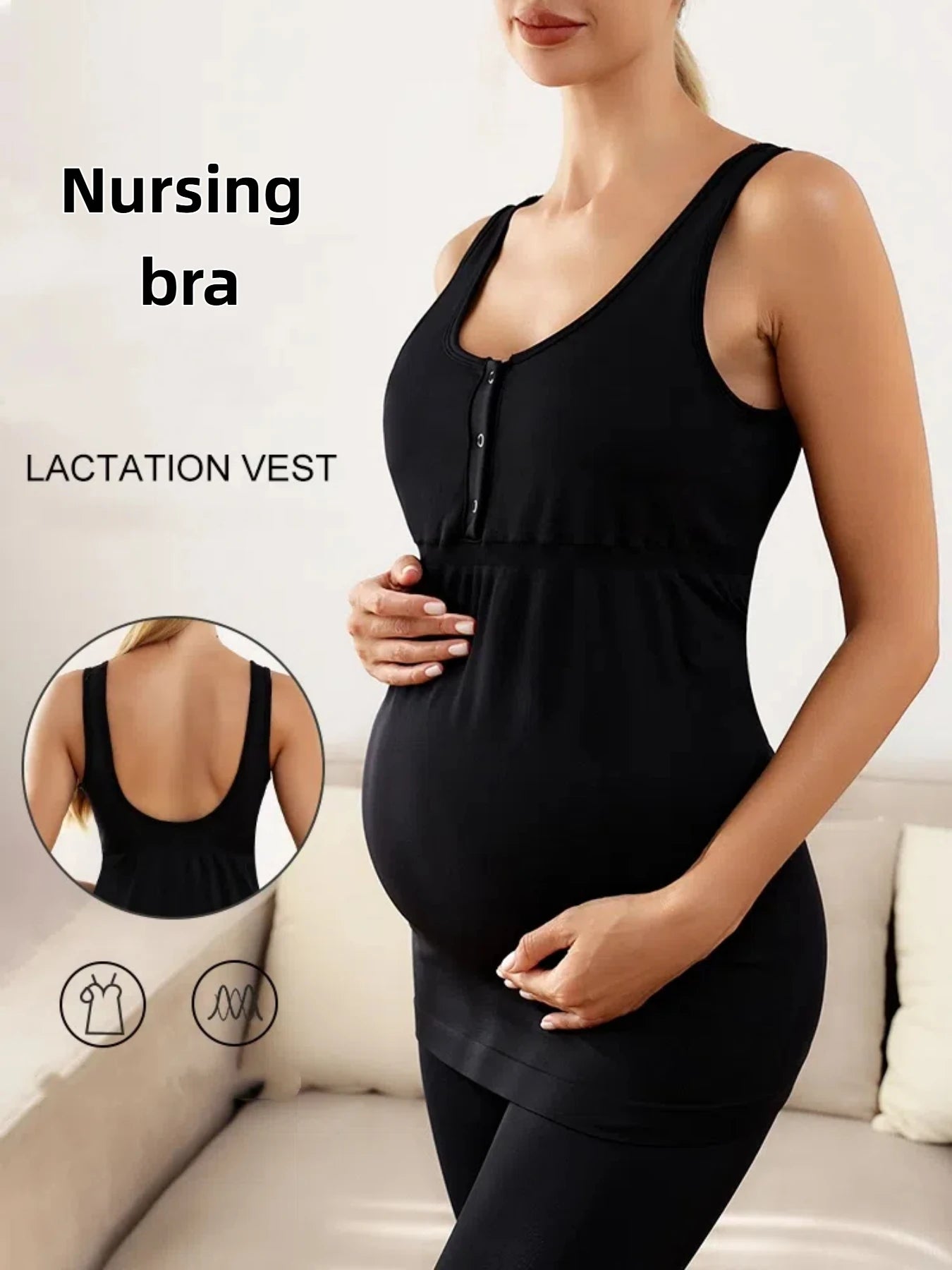 Maternity Nursing Yoga Vest Women's No-Need-To-Wear Underwear Beautiful Back Postpartum Vest for Nursing Pregnant Women