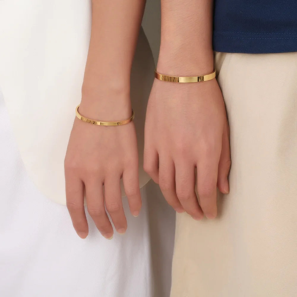 Fashion Bangles for Women Men Trendy Stainless Steel Metal Bracelets Punk Gold Color Bohemian Jewelry Accessories Gift Wholesale
