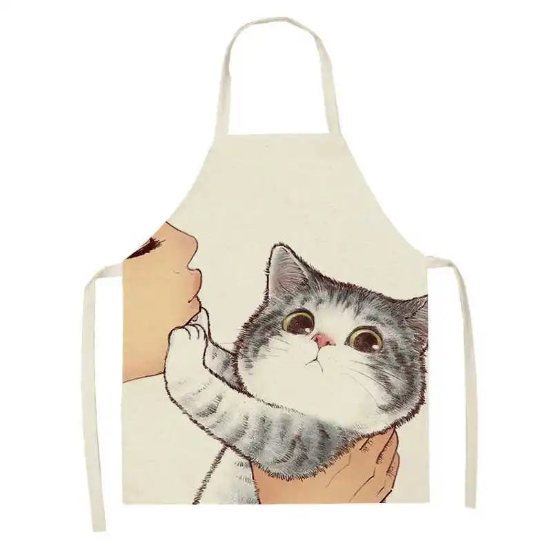 Kitchen apron Cute cartoon cat pattern  anti-stain and oil-proof sleeveless  Home Clean cooking baking accessories