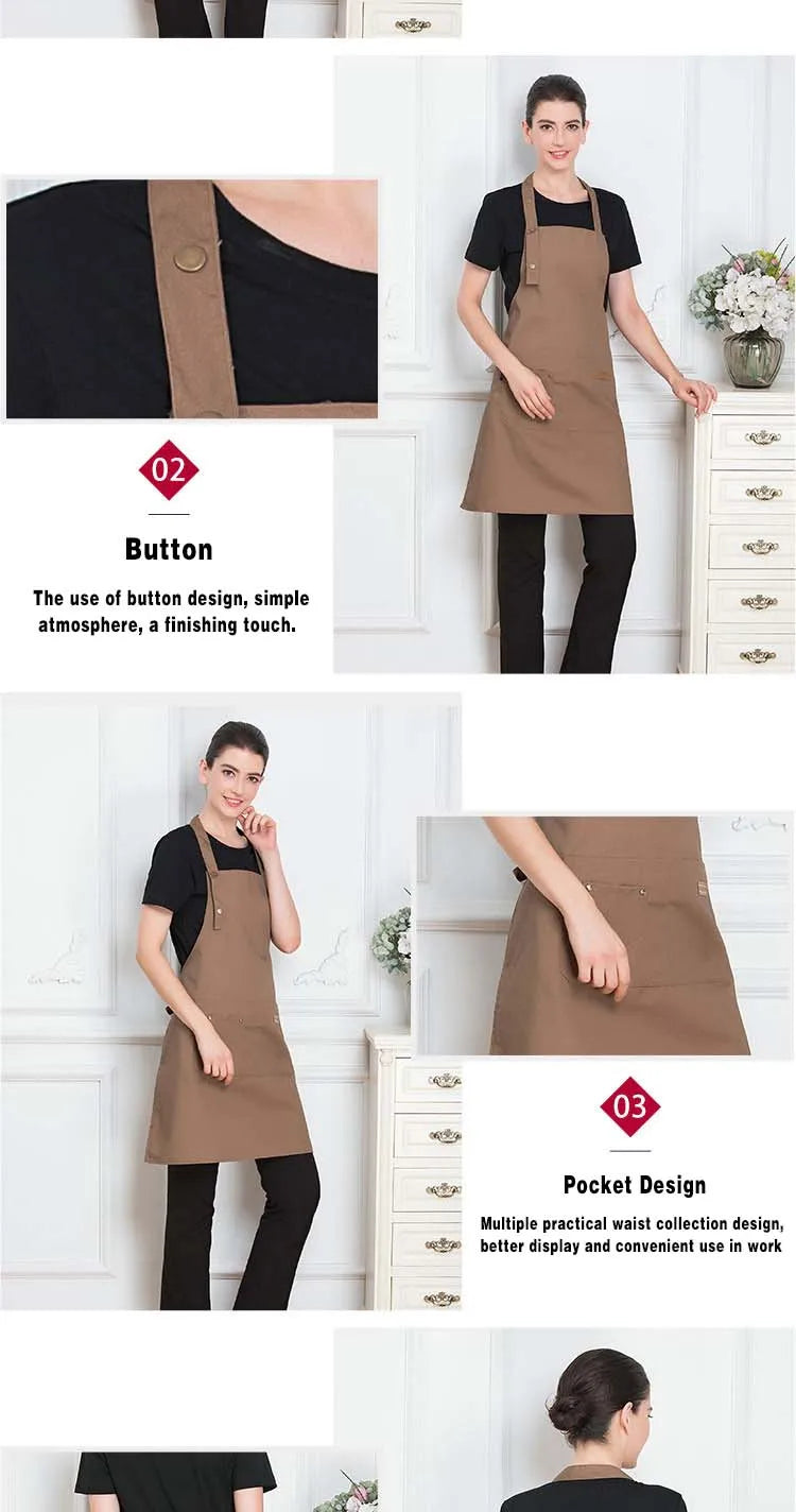 New Fashion Kitchen Aprons for Woman Men Chef Work Apron for Grill Restaurant Bar Shop Cafes Beauty Nails Studios Uniform