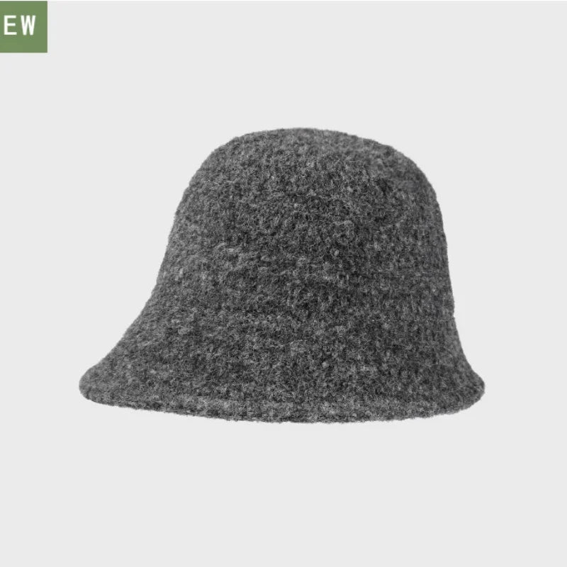 Fisherman's Hat for Women Autumn/Winter Knit Bucket Hat Face-Slimming Textured Bucket Hat Warm and Soft