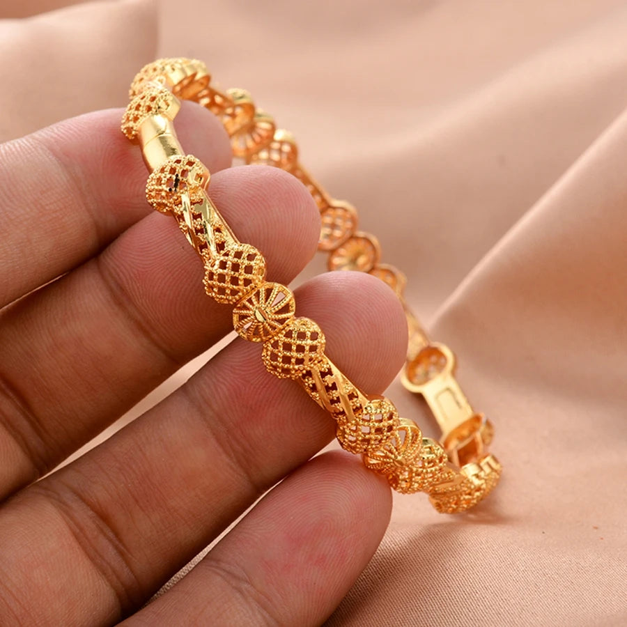 Women bangles Middle Eastern Bangles Gold Color Arab Bracelets for Wife girls wedding jewelry