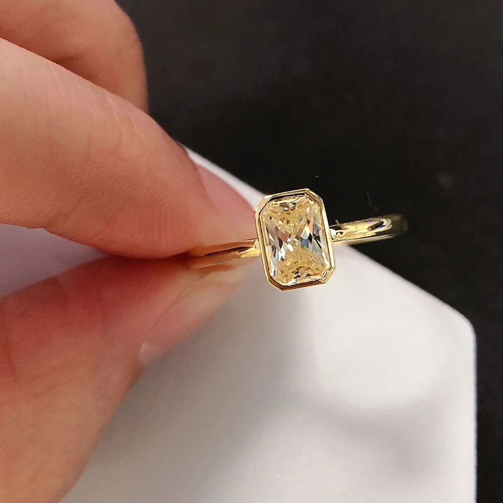 Cubic Zircon CZ Luxurious Women Stainless Steel Ring Couple's Love Engagement Fashion Jewelry Wedding Anniversary Gift