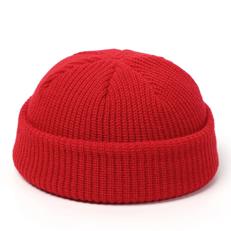 Knitted Hats for Women Skullcap Men Beanie Hat Winter Retro Brimless Baggy Melon Cap Cuff Docker Fisherman Beanies Hats For Men