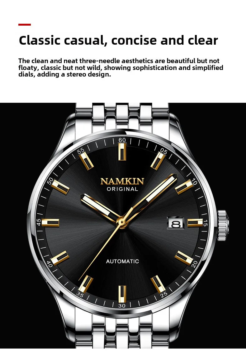 Wrist Silver Wing Pioneer! NAMKIN original timepiece, light sensitive dial with stainless steel chain strap