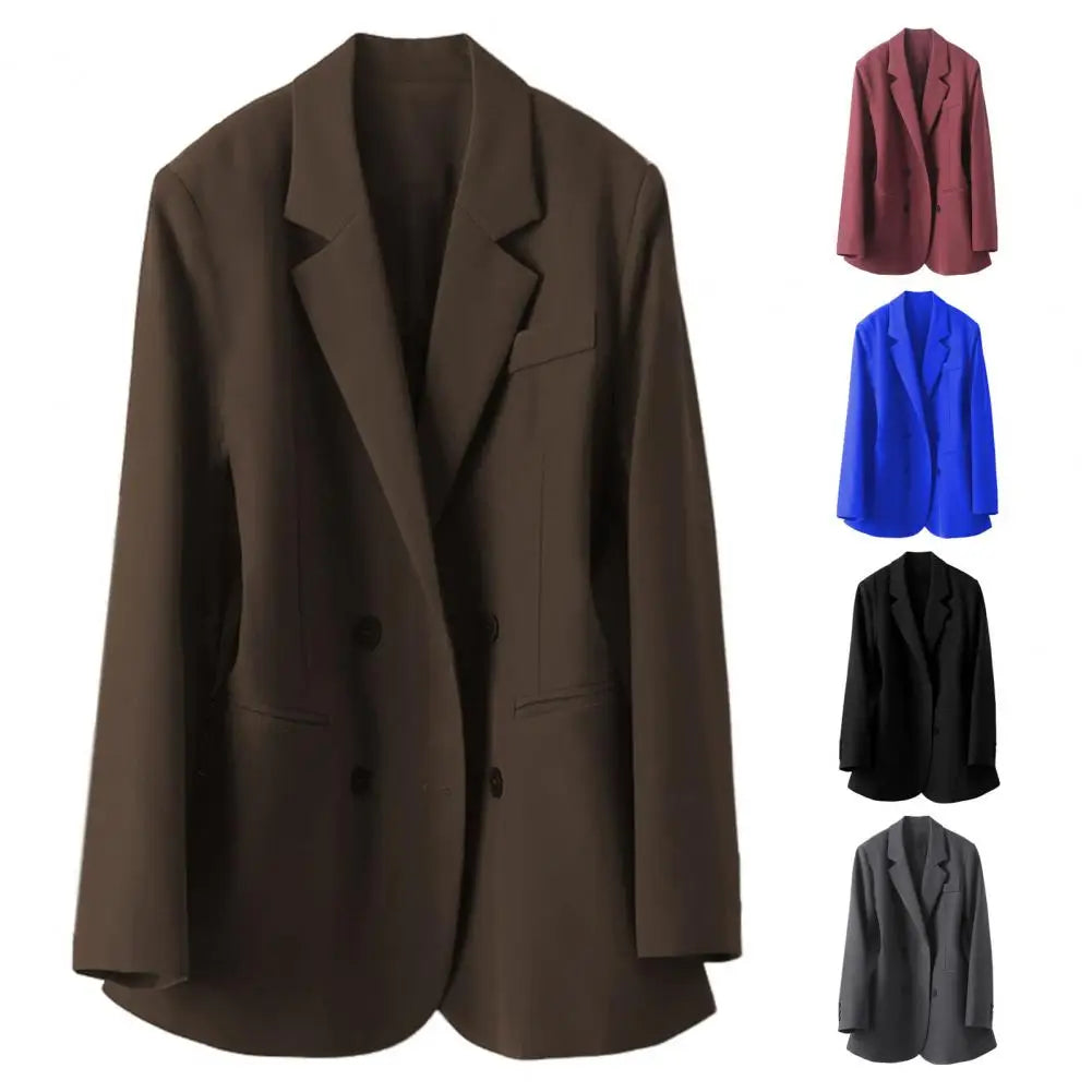Women Suit Coat Women Suit Coat Elegant Lapel Double Breasted Suit Jacket for Women Stylish Office Lady Coat with Pockets Solid