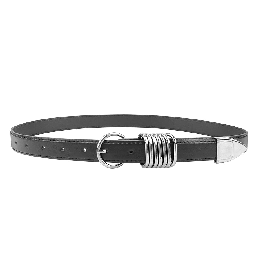 Belt for women niche design high sense of everything embellished with jeans with wire loop pin buckle belt black