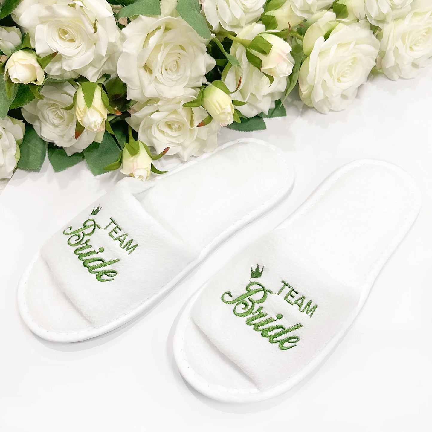Bridal Party Slippers Set, With Embroidery, Lightweight Cozy Soft Sole Flats, for Brides, Bridesmaids, Guests & Bachelorettes