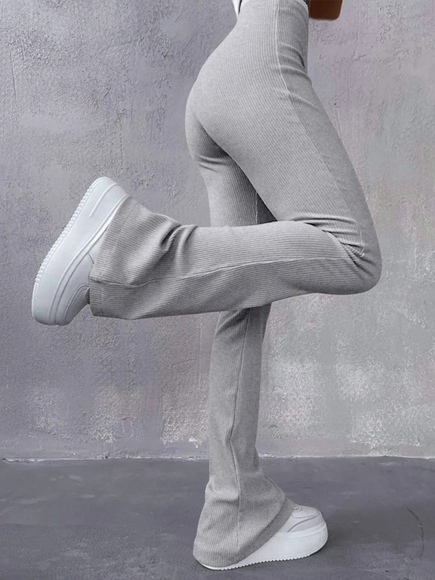 Women's Trousers Webbing Pants High-waisted Slim Casual Ladies Flared Trousers Fashion New Solid Colour Trousers Letter Printing