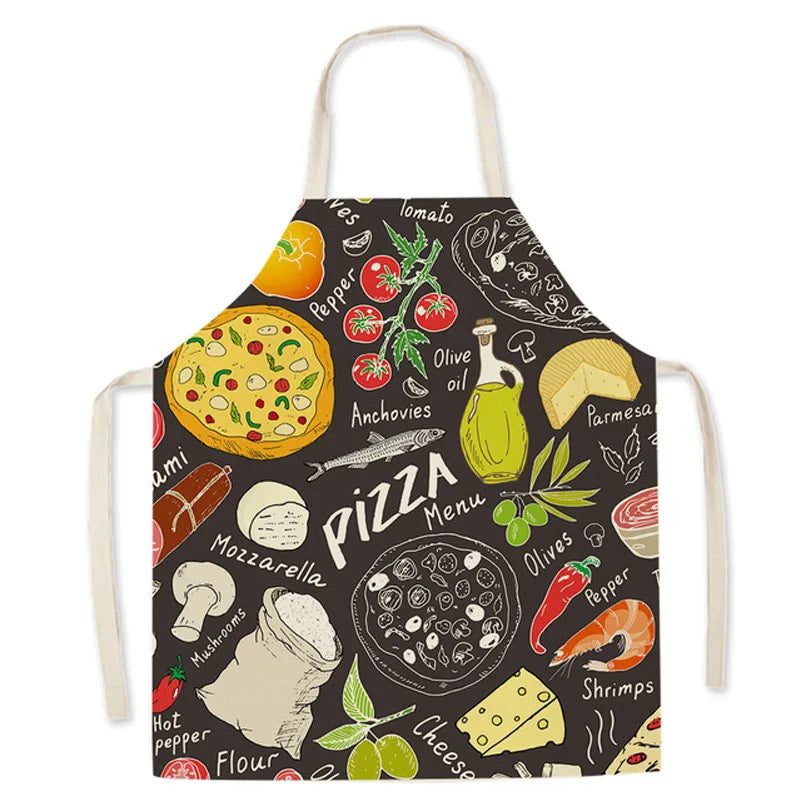 Fashion Kitchen Apron for Men Women Kid Lemon Desserts Printed Cotton Linen Sleeveless Aprons Home Cooking Baking Cleaning Tools