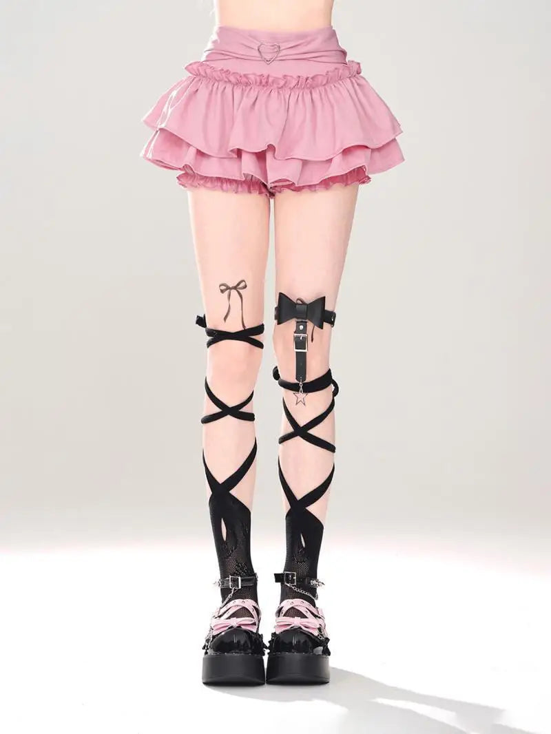 Skirts Women Ruffles A-line High Waist Chic Design Unique Korean Fashion Streetwear Gothic Summer Sweet Hot Girls Prevalent Y2k