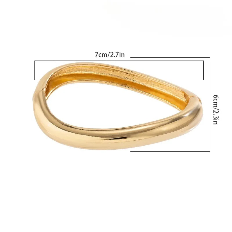 Wide Metal Bangle Ring for Women Gold and Silver Color Chunky Waterdrop Open Wrist Cuff Thick Irregular Twisted Bracelet Jewelry
