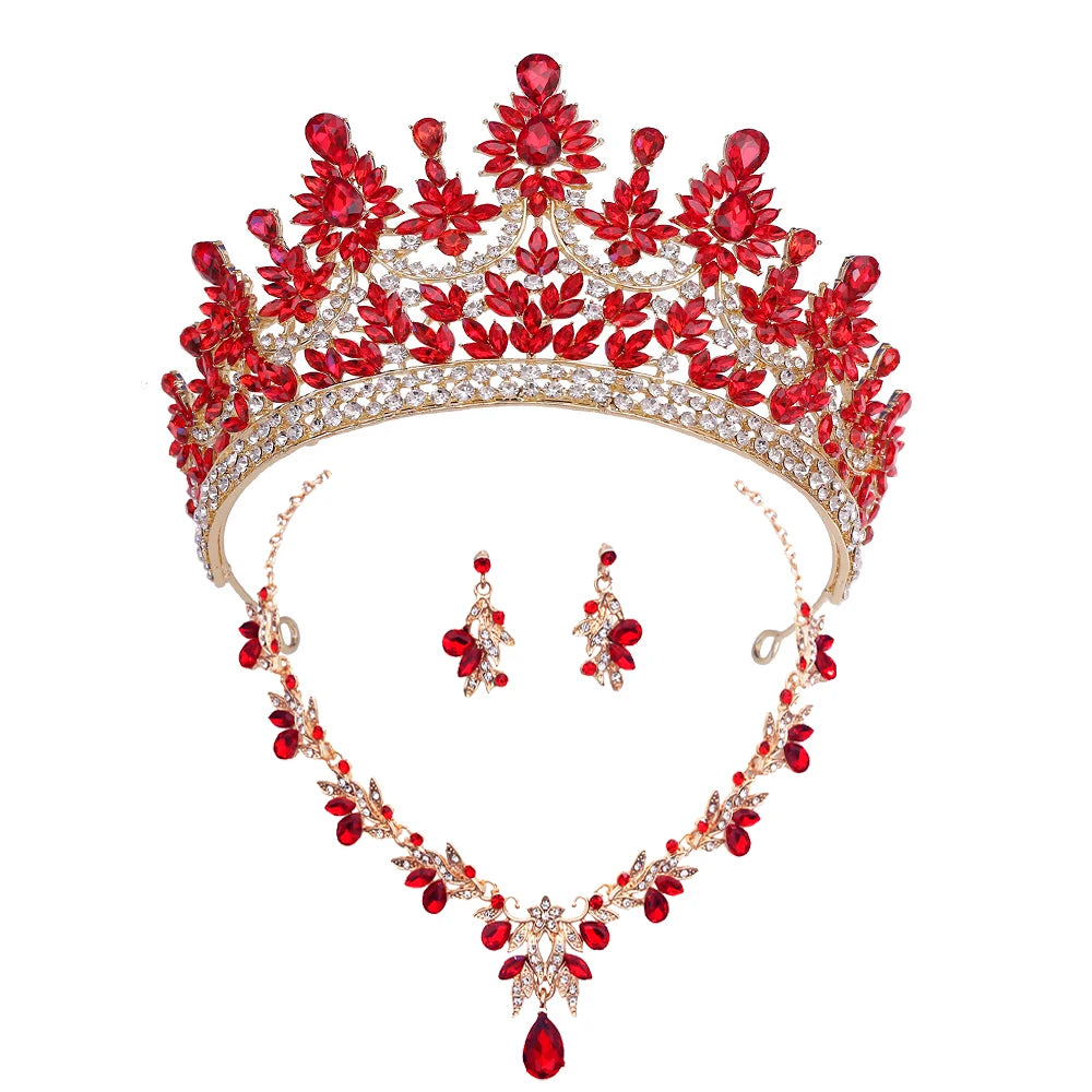 Bridal Crown Jewelry Sets for Women Princess Tiaras and Crowns Choker Necklace Earring Wedding Dress Jewelry Costume Accessories