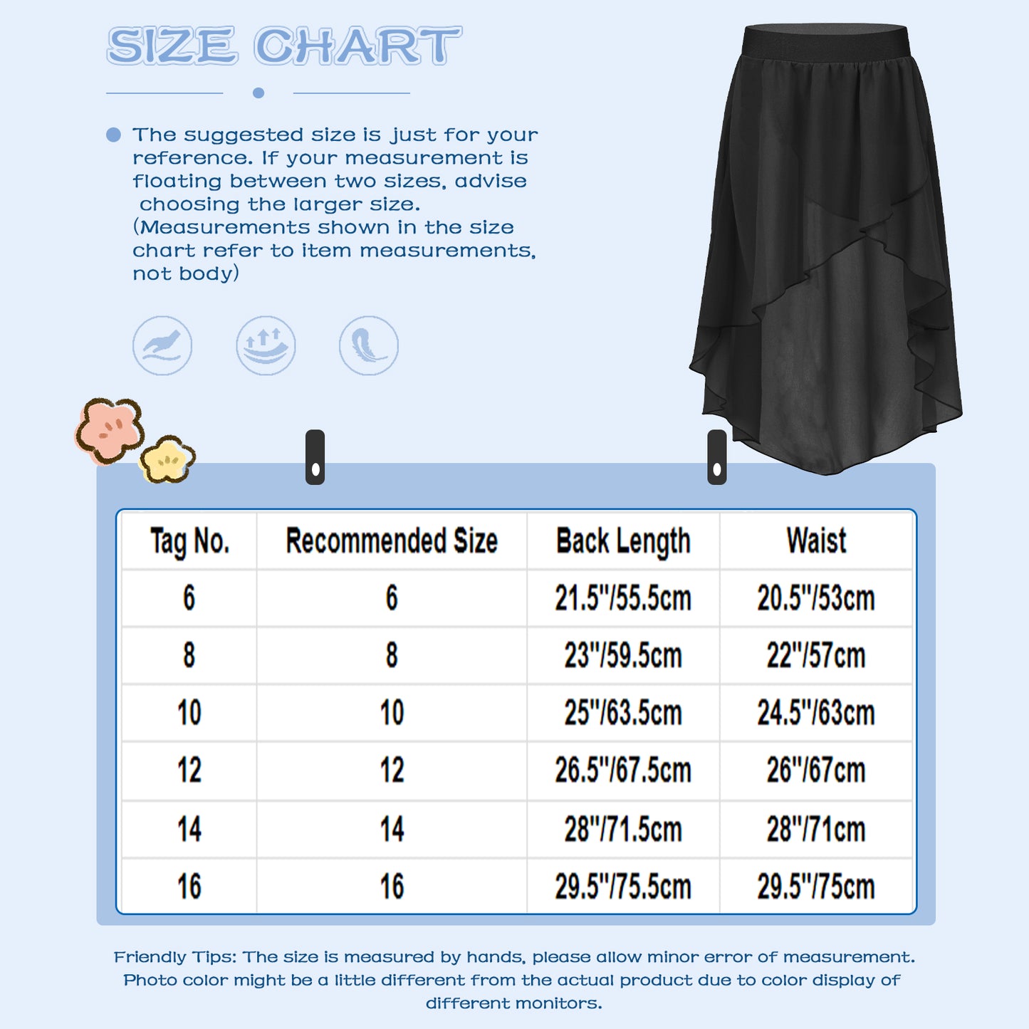 Girls Skirts High-Low Chiffon Skirt for Girl Elastic Waistband Ballet Modern Lyrical Dance Leotards Wrap Skirt Child Dancewear