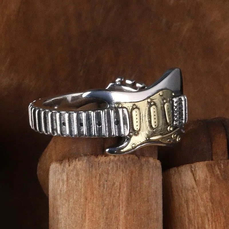 Hip Hop Rock Music Electric Guitar Men'S Rings 2024 Trend Adjustable Finger Rings Party Jewelry Gifts Fashion Accessories