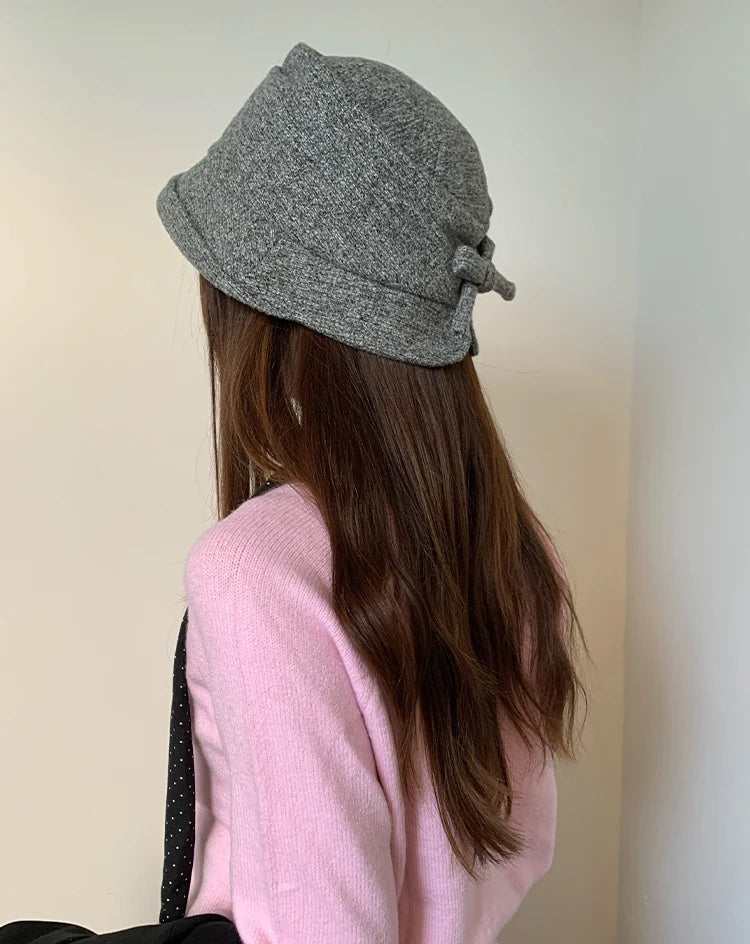 Fashionable Bow-Tie Bucket Hat For Women Which Makes Your Face Look Smaller New Retro Versatile Hat For Autumn And Winter
