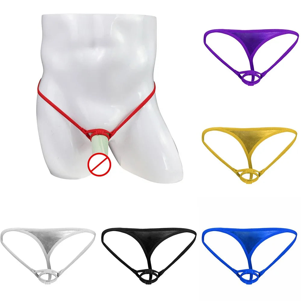 Panties Men Briefs All Seasons Male Penis Sleev Pouch T-back Thong Underpants Bikini Breathable G-string Hollow