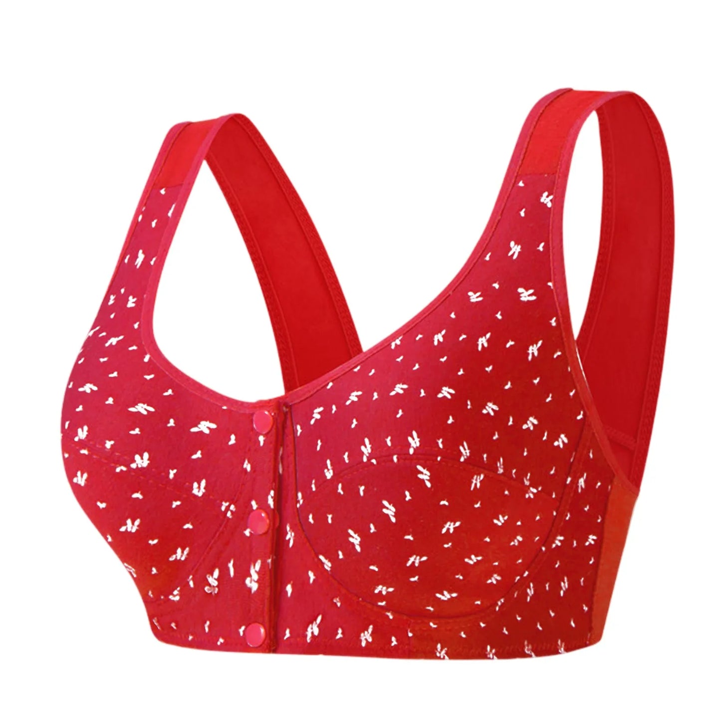 Women Fashion Casual Bra Small Flower Pattern Decor Vest Style Front Buckle Lingerie Lady Elegant Comfortable Daily Underwear
